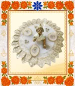 White Designer Ladoo Gopal Dress | Elegant Thakur Ji Poshak with Pearl & Sequin Work - Image 3