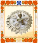 White Designer Ladoo Gopal Dress | Elegant Thakur Ji Poshak with Pearl & Sequin Work - Image 2