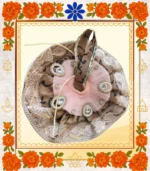 Peach & Golden Designer Ladoo Gopal Dress | Elegant Stone & Pearl Work Poshak  - Image 3