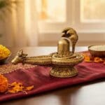 Sheshnaag Shivling with Nandi Vahan Abhishekam-Ready Sacred Brass Idol for Home & Temple Worship